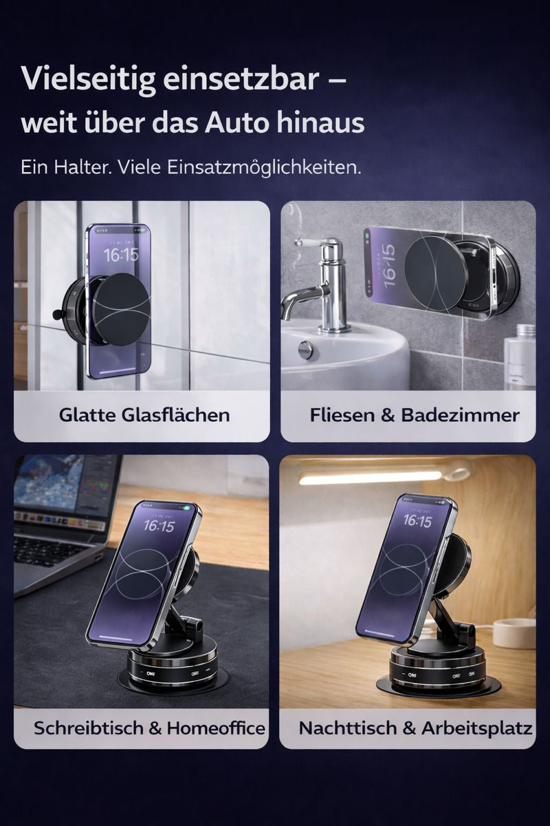 LUNEXXA™ Premium Auto-Handyhalter (Vakuum + Magnet)